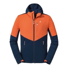 Schöffel Fleece Jacket Hydalen with Hood (breathable, quick-drying, 2-way stretch) dark blue/orange Men